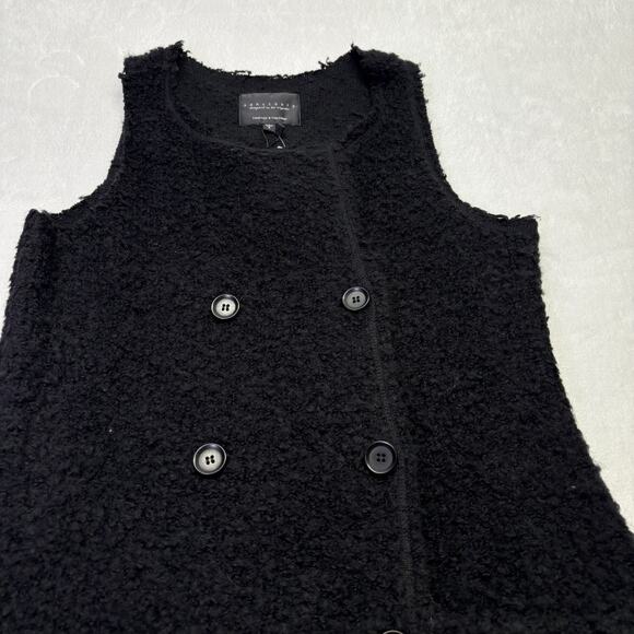Revolve Sanctuary Boucle Knit Long Line Button Front Sweater Vest Black Size S - Picture 5 of 11